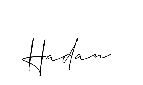 Allison_Script is a professional signature style that is perfect for those who want to add a touch of class to their signature. It is also a great choice for those who want to make their signature more unique. Get Hadan name to fancy signature for free. Hadan signature style 2 images and pictures png