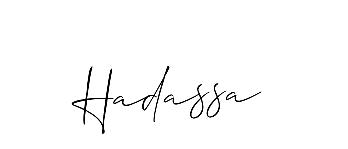 Use a signature maker to create a handwritten signature online. With this signature software, you can design (Allison_Script) your own signature for name Hadassa. Hadassa signature style 2 images and pictures png