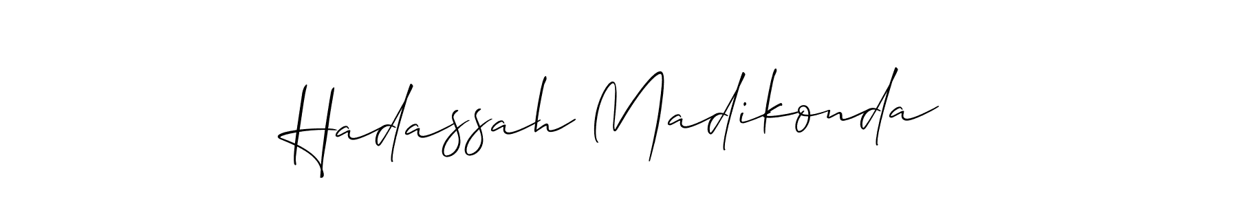 Similarly Allison_Script is the best handwritten signature design. Signature creator online .You can use it as an online autograph creator for name Hadassah Madikonda. Hadassah Madikonda signature style 2 images and pictures png