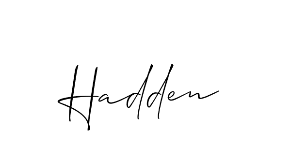 Use a signature maker to create a handwritten signature online. With this signature software, you can design (Allison_Script) your own signature for name Hadden. Hadden signature style 2 images and pictures png