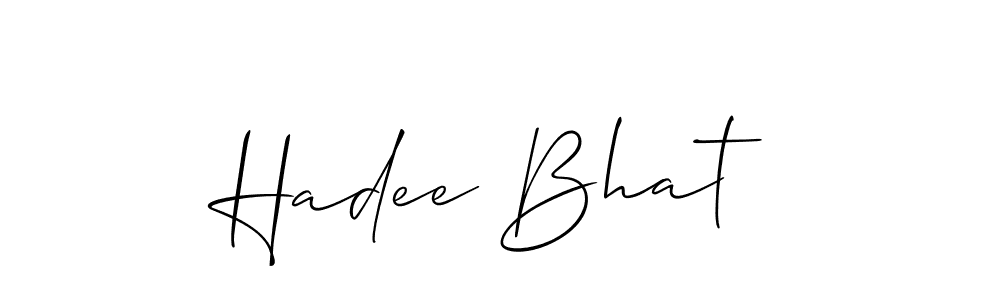 The best way (Allison_Script) to make a short signature is to pick only two or three words in your name. The name Hadee Bhat include a total of six letters. For converting this name. Hadee Bhat signature style 2 images and pictures png
