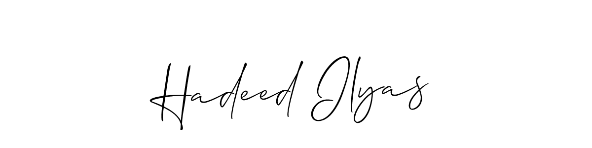 if you are searching for the best signature style for your name Hadeed Ilyas. so please give up your signature search. here we have designed multiple signature styles  using Allison_Script. Hadeed Ilyas signature style 2 images and pictures png