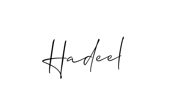 Design your own signature with our free online signature maker. With this signature software, you can create a handwritten (Allison_Script) signature for name Hadeel. Hadeel signature style 2 images and pictures png