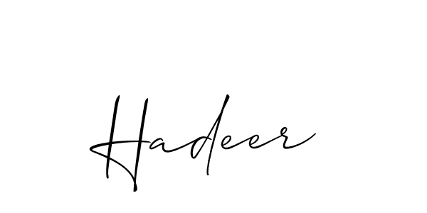 How to make Hadeer signature? Allison_Script is a professional autograph style. Create handwritten signature for Hadeer name. Hadeer signature style 2 images and pictures png