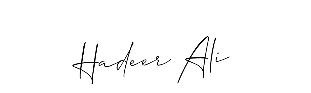 Make a beautiful signature design for name Hadeer Ali. With this signature (Allison_Script) style, you can create a handwritten signature for free. Hadeer Ali signature style 2 images and pictures png