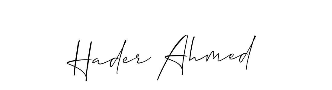 It looks lik you need a new signature style for name Hader Ahmed. Design unique handwritten (Allison_Script) signature with our free signature maker in just a few clicks. Hader Ahmed signature style 2 images and pictures png