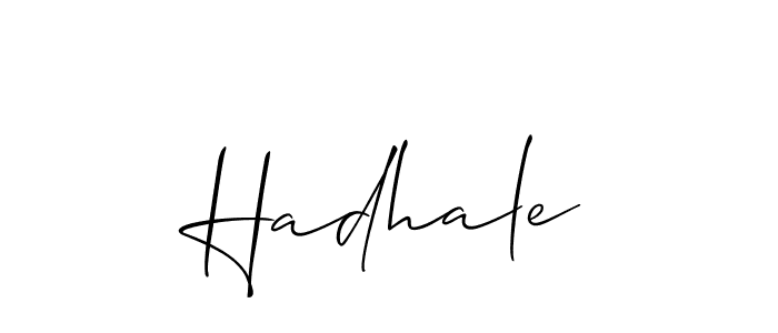 The best way (Allison_Script) to make a short signature is to pick only two or three words in your name. The name Hadhale include a total of six letters. For converting this name. Hadhale signature style 2 images and pictures png
