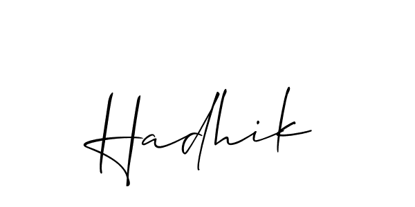 Make a beautiful signature design for name Hadhik. With this signature (Allison_Script) style, you can create a handwritten signature for free. Hadhik signature style 2 images and pictures png