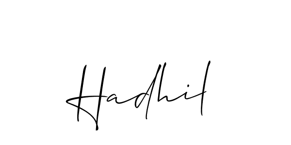 Also You can easily find your signature by using the search form. We will create Hadhil name handwritten signature images for you free of cost using Allison_Script sign style. Hadhil signature style 2 images and pictures png