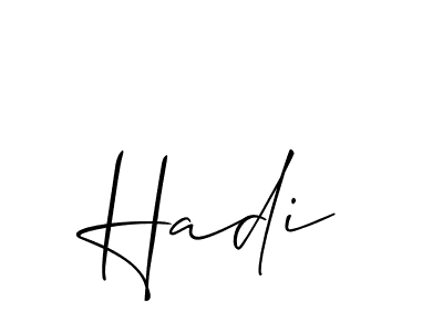 Use a signature maker to create a handwritten signature online. With this signature software, you can design (Allison_Script) your own signature for name Hadi. Hadi signature style 2 images and pictures png