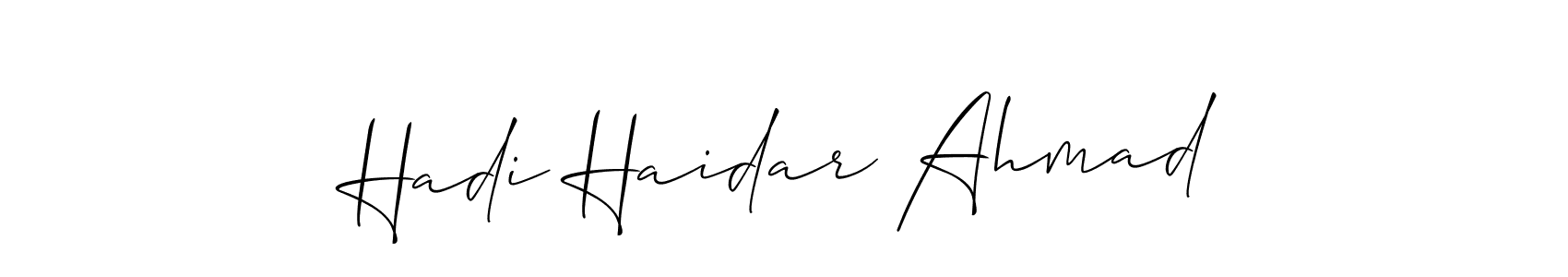 Make a beautiful signature design for name Hadi Haidar Ahmad. With this signature (Allison_Script) style, you can create a handwritten signature for free. Hadi Haidar Ahmad signature style 2 images and pictures png