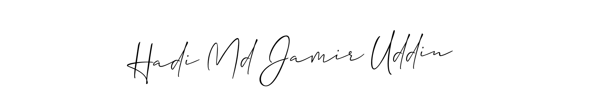 Make a short Hadi Md Jamir Uddin signature style. Manage your documents anywhere anytime using Allison_Script. Create and add eSignatures, submit forms, share and send files easily. Hadi Md Jamir Uddin signature style 2 images and pictures png
