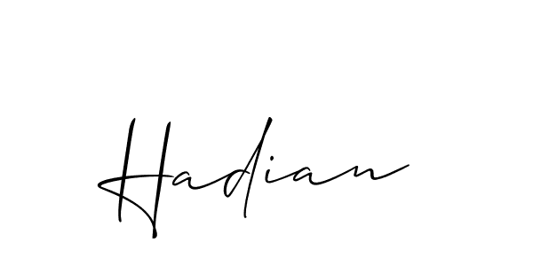 It looks lik you need a new signature style for name Hadian. Design unique handwritten (Allison_Script) signature with our free signature maker in just a few clicks. Hadian signature style 2 images and pictures png