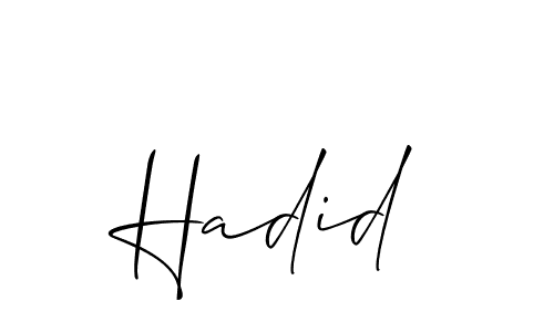 Also You can easily find your signature by using the search form. We will create Hadid name handwritten signature images for you free of cost using Allison_Script sign style. Hadid signature style 2 images and pictures png