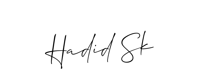 It looks lik you need a new signature style for name Hadid Sk. Design unique handwritten (Allison_Script) signature with our free signature maker in just a few clicks. Hadid Sk signature style 2 images and pictures png