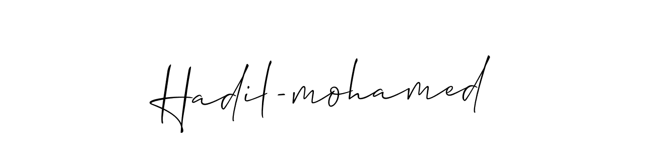 if you are searching for the best signature style for your name Hadil-mohamed. so please give up your signature search. here we have designed multiple signature styles  using Allison_Script. Hadil-mohamed signature style 2 images and pictures png