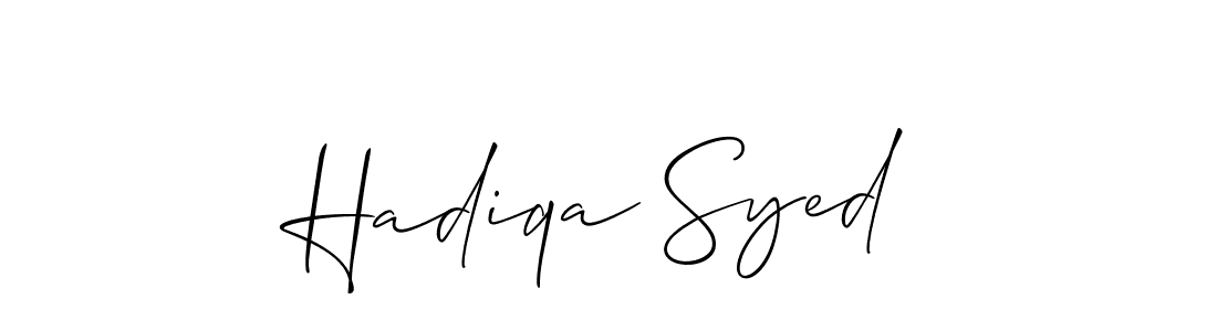 Also You can easily find your signature by using the search form. We will create Hadiqa Syed name handwritten signature images for you free of cost using Allison_Script sign style. Hadiqa Syed signature style 2 images and pictures png