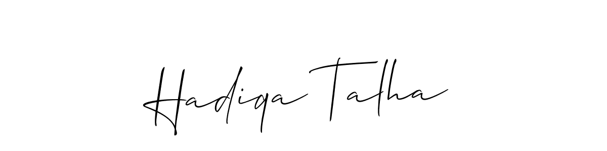 Create a beautiful signature design for name Hadiqa Talha. With this signature (Allison_Script) fonts, you can make a handwritten signature for free. Hadiqa Talha signature style 2 images and pictures png