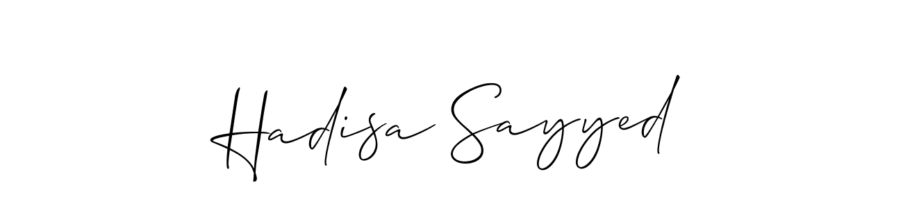 Make a beautiful signature design for name Hadisa Sayyed. With this signature (Allison_Script) style, you can create a handwritten signature for free. Hadisa Sayyed signature style 2 images and pictures png