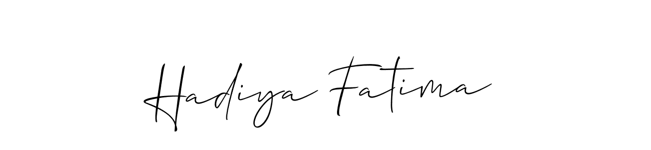 Similarly Allison_Script is the best handwritten signature design. Signature creator online .You can use it as an online autograph creator for name Hadiya Fatima. Hadiya Fatima signature style 2 images and pictures png