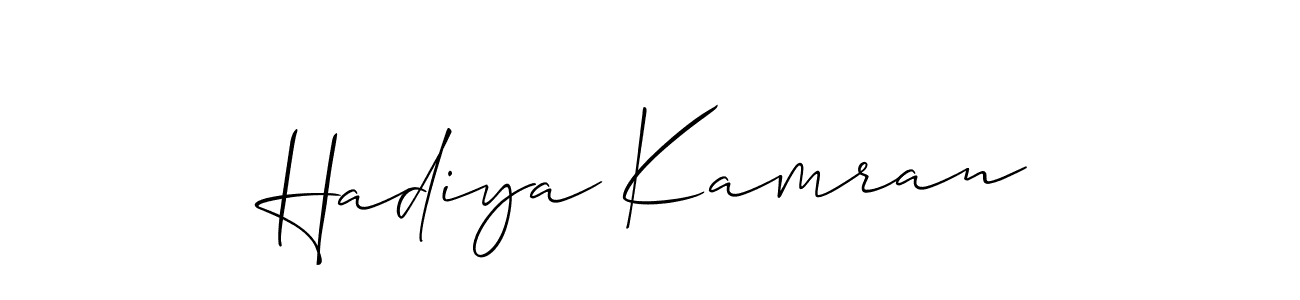 How to make Hadiya Kamran name signature. Use Allison_Script style for creating short signs online. This is the latest handwritten sign. Hadiya Kamran signature style 2 images and pictures png