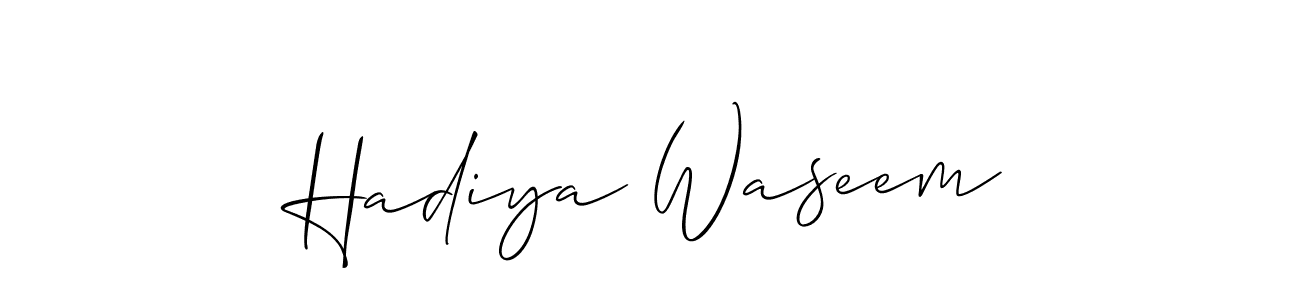 Use a signature maker to create a handwritten signature online. With this signature software, you can design (Allison_Script) your own signature for name Hadiya Waseem. Hadiya Waseem signature style 2 images and pictures png