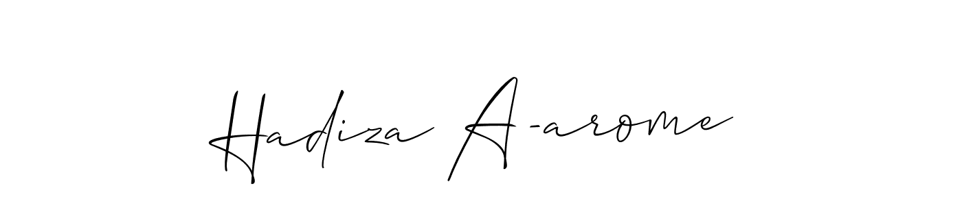 Use a signature maker to create a handwritten signature online. With this signature software, you can design (Allison_Script) your own signature for name Hadiza A-arome. Hadiza A-arome signature style 2 images and pictures png
