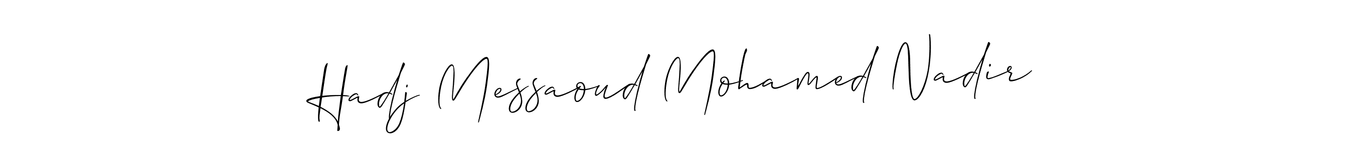Use a signature maker to create a handwritten signature online. With this signature software, you can design (Allison_Script) your own signature for name Hadj Messaoud Mohamed Nadir. Hadj Messaoud Mohamed Nadir signature style 2 images and pictures png
