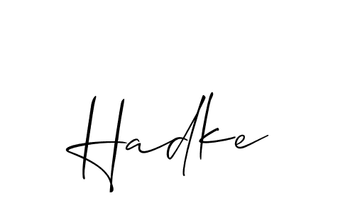 Also we have Hadke name is the best signature style. Create professional handwritten signature collection using Allison_Script autograph style. Hadke signature style 2 images and pictures png