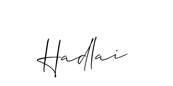 if you are searching for the best signature style for your name Hadlai. so please give up your signature search. here we have designed multiple signature styles  using Allison_Script. Hadlai signature style 2 images and pictures png
