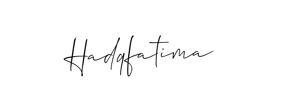 The best way (Allison_Script) to make a short signature is to pick only two or three words in your name. The name Hadqfatima include a total of six letters. For converting this name. Hadqfatima signature style 2 images and pictures png