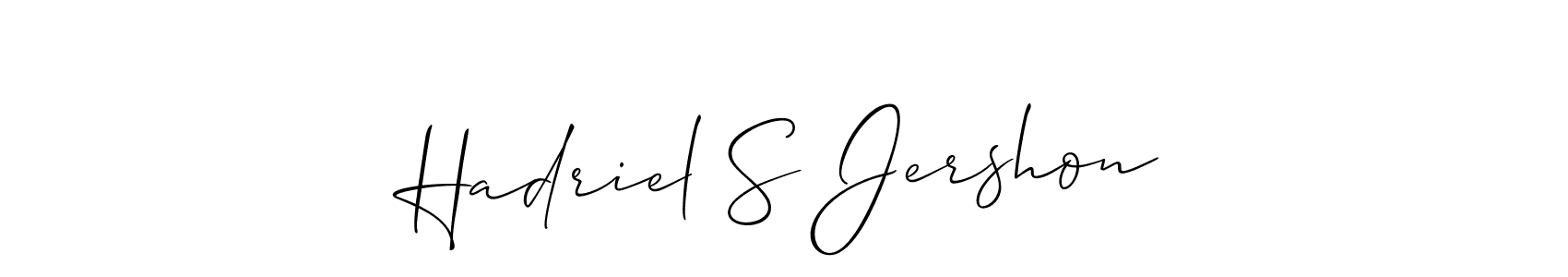 You should practise on your own different ways (Allison_Script) to write your name (Hadriel S Jershon) in signature. don't let someone else do it for you. Hadriel S Jershon signature style 2 images and pictures png