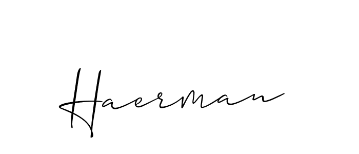 The best way (Allison_Script) to make a short signature is to pick only two or three words in your name. The name Haerman include a total of six letters. For converting this name. Haerman signature style 2 images and pictures png