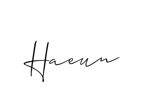 Make a beautiful signature design for name Haeun. With this signature (Allison_Script) style, you can create a handwritten signature for free. Haeun signature style 2 images and pictures png