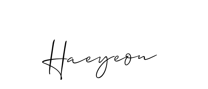 It looks lik you need a new signature style for name Haeyeon. Design unique handwritten (Allison_Script) signature with our free signature maker in just a few clicks. Haeyeon signature style 2 images and pictures png