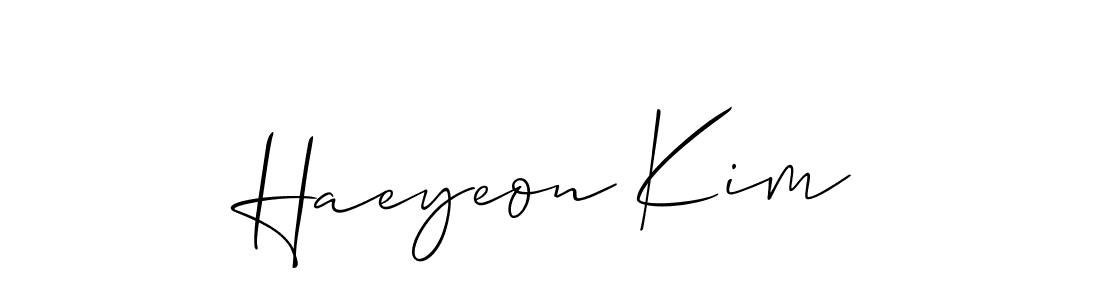 It looks lik you need a new signature style for name Haeyeon Kim. Design unique handwritten (Allison_Script) signature with our free signature maker in just a few clicks. Haeyeon Kim signature style 2 images and pictures png