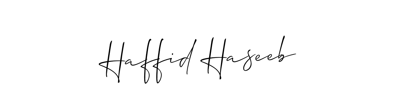 How to make Haffid Haseeb signature? Allison_Script is a professional autograph style. Create handwritten signature for Haffid Haseeb name. Haffid Haseeb signature style 2 images and pictures png