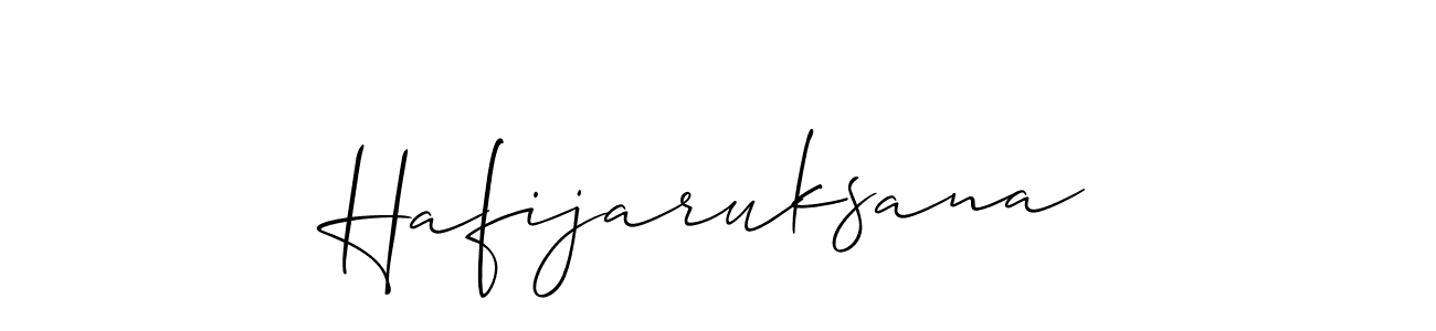 How to make Hafijaruksana name signature. Use Allison_Script style for creating short signs online. This is the latest handwritten sign. Hafijaruksana signature style 2 images and pictures png