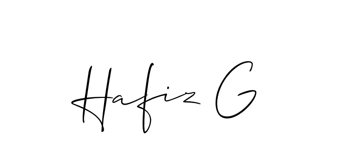 You should practise on your own different ways (Allison_Script) to write your name (Hafiz G) in signature. don't let someone else do it for you. Hafiz G signature style 2 images and pictures png