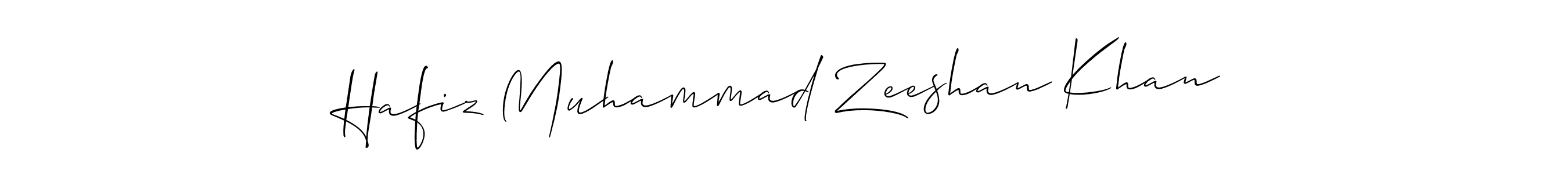 if you are searching for the best signature style for your name Hafiz Muhammad Zeeshan Khan. so please give up your signature search. here we have designed multiple signature styles  using Allison_Script. Hafiz Muhammad Zeeshan Khan signature style 2 images and pictures png