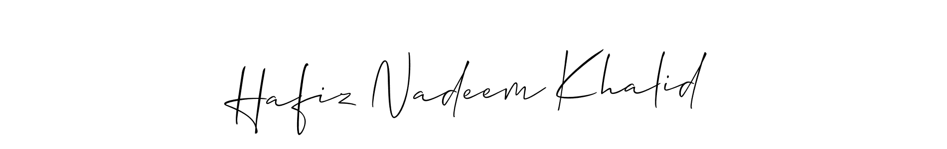 Allison_Script is a professional signature style that is perfect for those who want to add a touch of class to their signature. It is also a great choice for those who want to make their signature more unique. Get Hafiz Nadeem Khalid name to fancy signature for free. Hafiz Nadeem Khalid signature style 2 images and pictures png