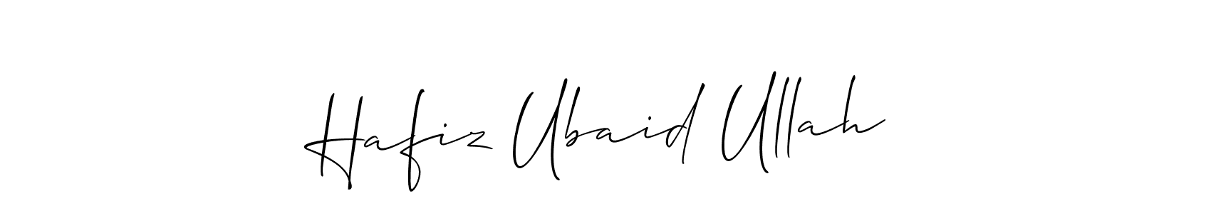 You should practise on your own different ways (Allison_Script) to write your name (Hafiz Ubaid Ullah) in signature. don't let someone else do it for you. Hafiz Ubaid Ullah signature style 2 images and pictures png