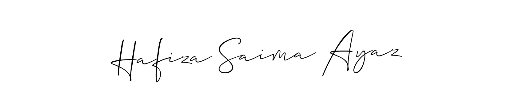 Also we have Hafiza Saima Ayaz name is the best signature style. Create professional handwritten signature collection using Allison_Script autograph style. Hafiza Saima Ayaz signature style 2 images and pictures png