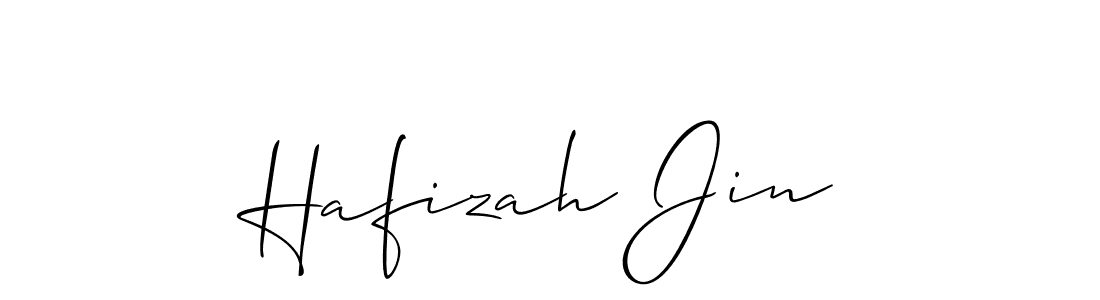 You should practise on your own different ways (Allison_Script) to write your name (Hafizah Jin) in signature. don't let someone else do it for you. Hafizah Jin signature style 2 images and pictures png