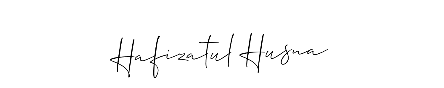 Allison_Script is a professional signature style that is perfect for those who want to add a touch of class to their signature. It is also a great choice for those who want to make their signature more unique. Get Hafizatul Husna name to fancy signature for free. Hafizatul Husna signature style 2 images and pictures png