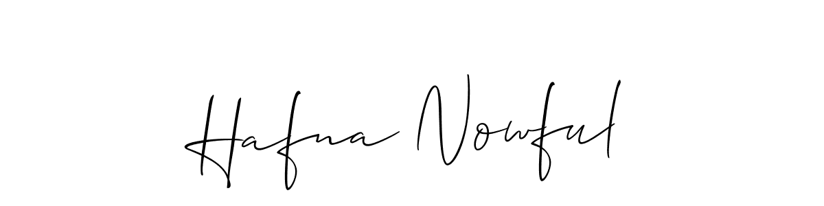 Also You can easily find your signature by using the search form. We will create Hafna Nowful name handwritten signature images for you free of cost using Allison_Script sign style. Hafna Nowful signature style 2 images and pictures png