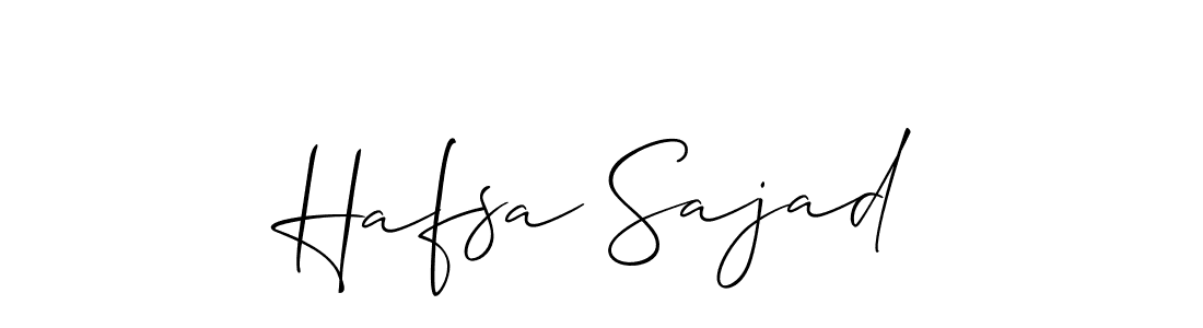 You should practise on your own different ways (Allison_Script) to write your name (Hafsa Sajad) in signature. don't let someone else do it for you. Hafsa Sajad signature style 2 images and pictures png