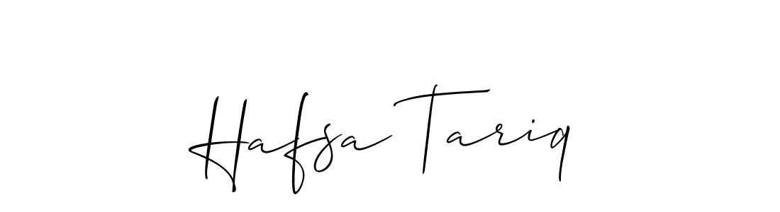 Allison_Script is a professional signature style that is perfect for those who want to add a touch of class to their signature. It is also a great choice for those who want to make their signature more unique. Get Hafsa Tariq name to fancy signature for free. Hafsa Tariq signature style 2 images and pictures png