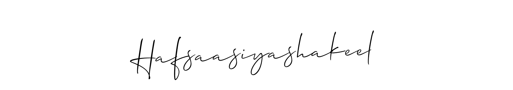 How to make Hafsaasiyashakeel signature? Allison_Script is a professional autograph style. Create handwritten signature for Hafsaasiyashakeel name. Hafsaasiyashakeel signature style 2 images and pictures png