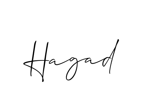 It looks lik you need a new signature style for name Hagad. Design unique handwritten (Allison_Script) signature with our free signature maker in just a few clicks. Hagad signature style 2 images and pictures png